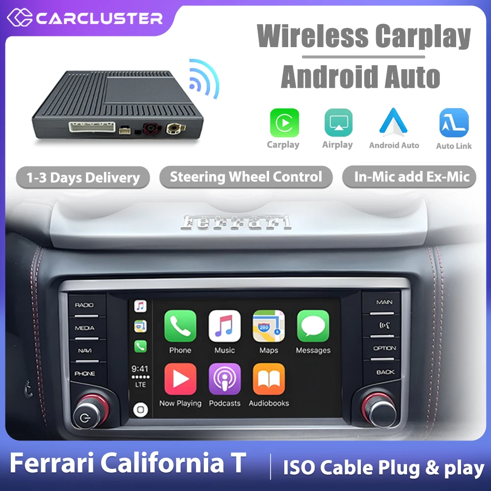 

Беспроводной CarPlay 6,5 "для Ferrari California T(15-18)Android mirror link AirPlay, функция CarPlay