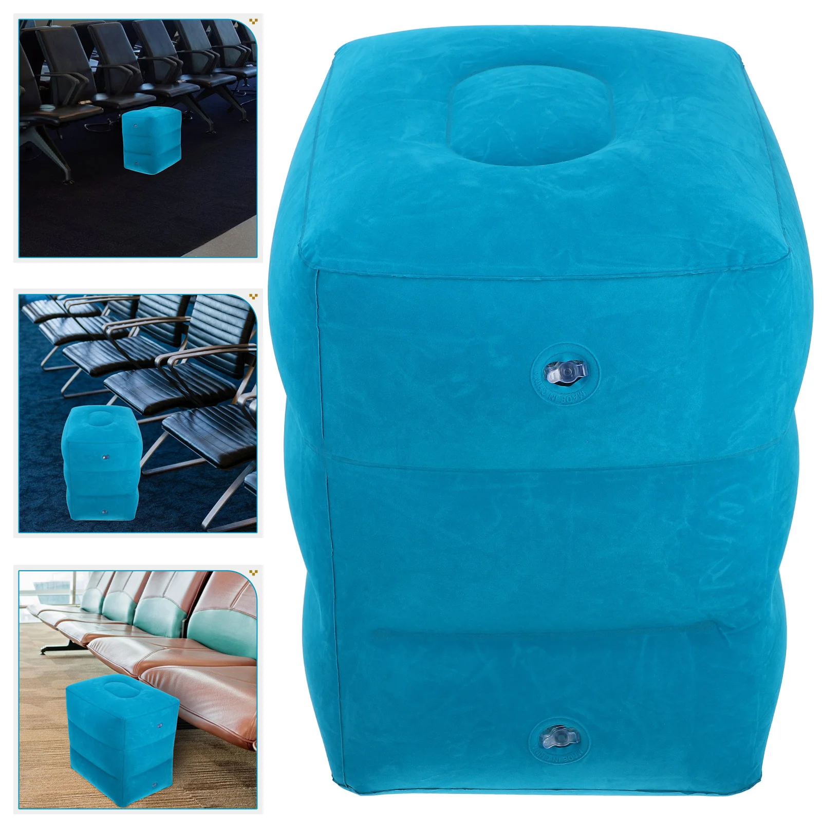 

For Airplane Car Portable Leg Cushion Pvc Seat Stool Cushion Pillow Inflatable Design Washable Surface Travel Essentials