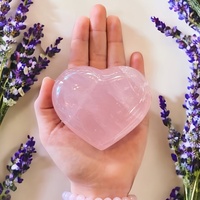 One heart-shaped rose quartz stone - Bohemian style pink crystal, heart-shaped cut, natural stone, suitable for home décor.
