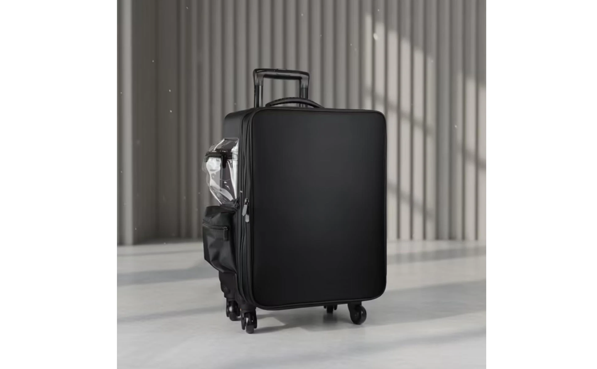 Makeup Case with Rotating Wheels Hard-Sided Sminkkoffert Med Hjul Sminkväska På Hjul Multi-Compartment Cosmetic Trolley Zippered