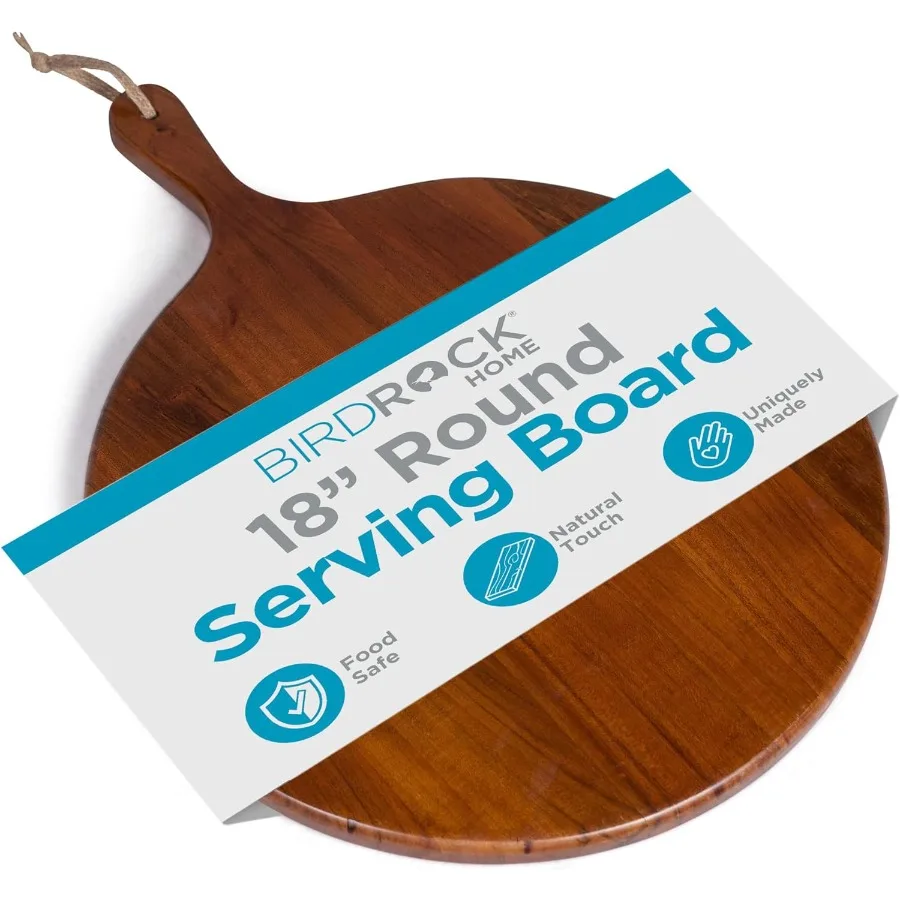 

Acacia Wooden Cheese Serving Board with Handle Charcuterie Appetizers Kitchen Platter Grazing Board Pizza Meat Bread Cutting Pa