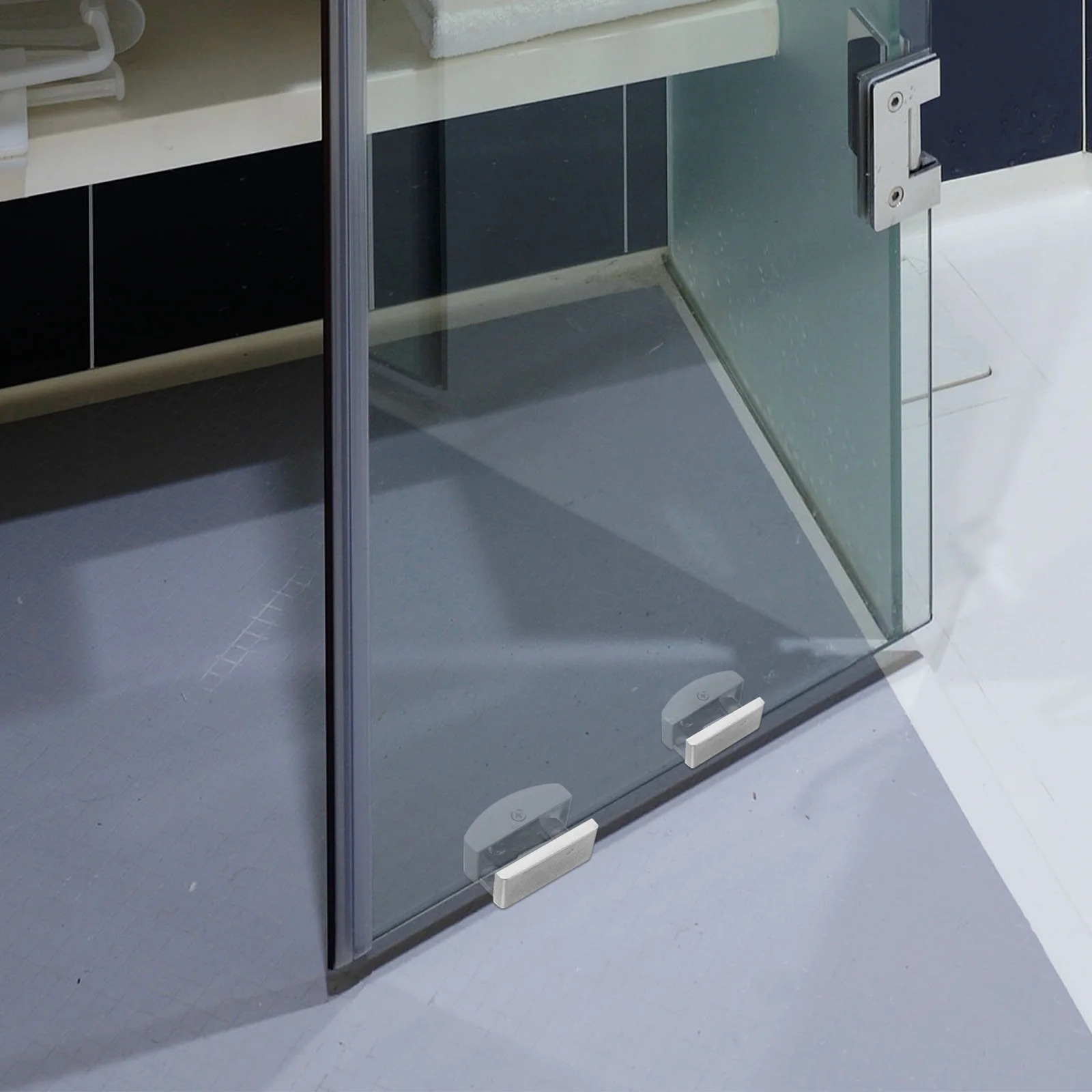 

Shower Door Bottom Guide Replacement Part Sliding Glass Door 5-14mm Aluminum Alloy Rubber Durable Anti-Swing Track