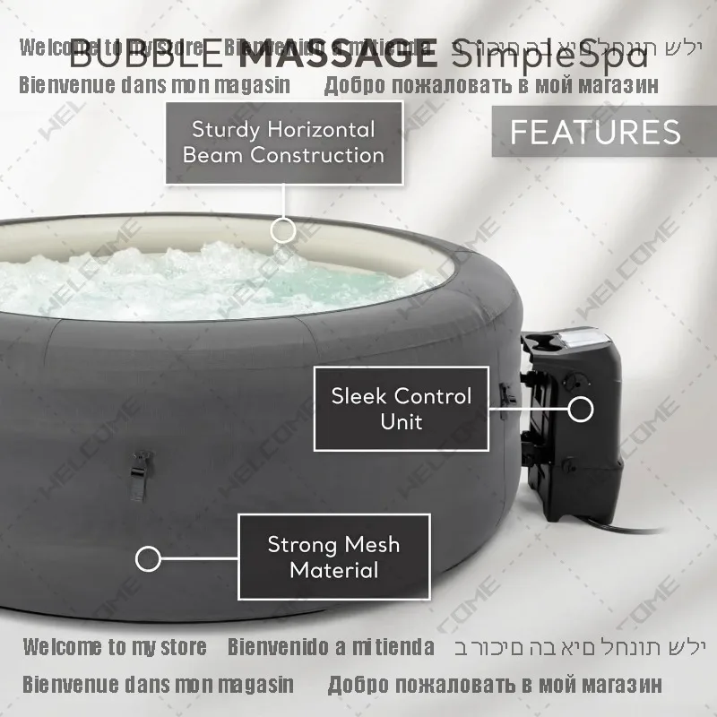 Bubbelmassage Opblaasbare Ronde Hot Tub Ontspannende Buitenwaterspa Met Rustgevende Jets Geïsoleerde Hoes