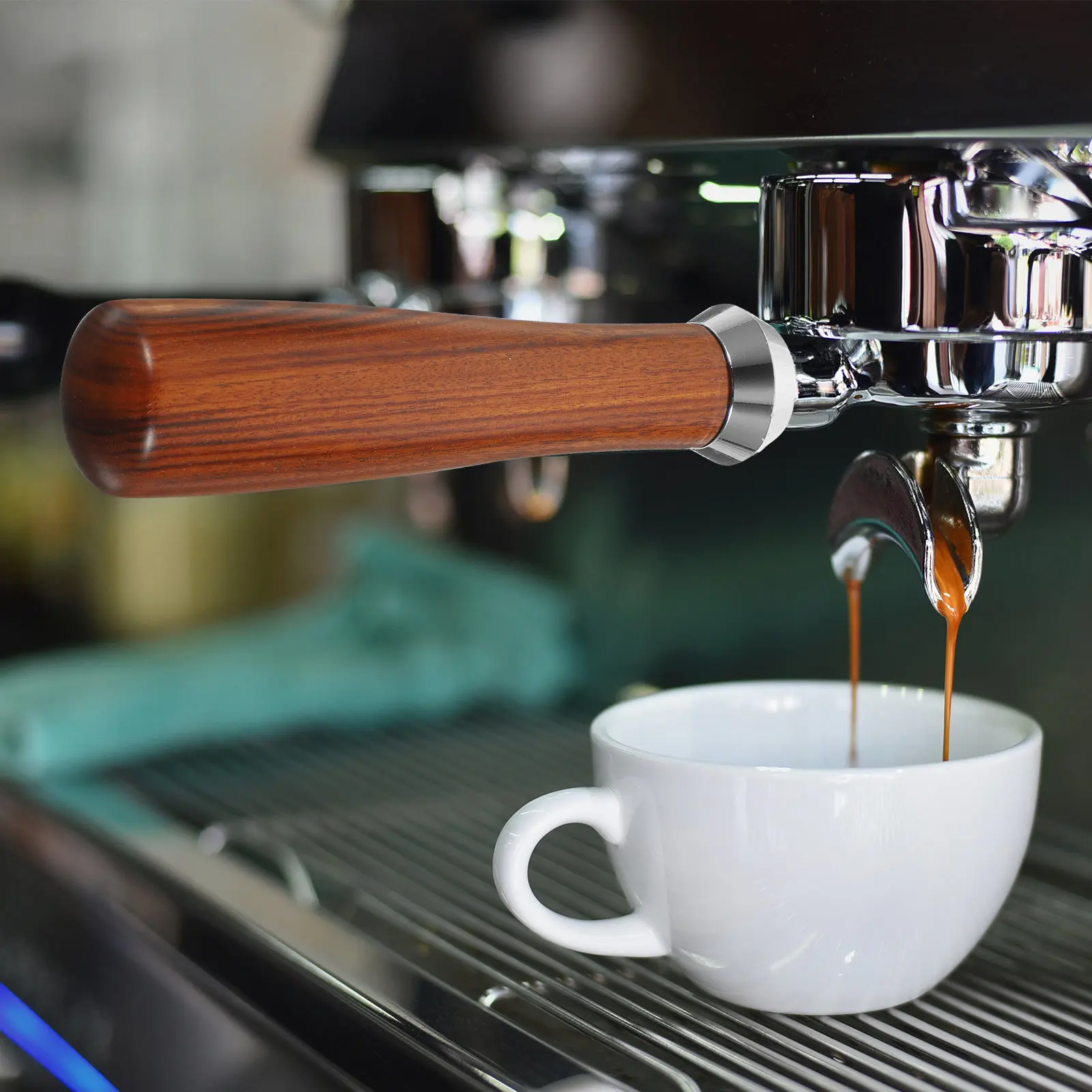 2Pcs Espresso Portafilter Handle Replacement Wooden Coffee Distribution Tool Heat-Resistant Comfort Grip for Home Office Brewing