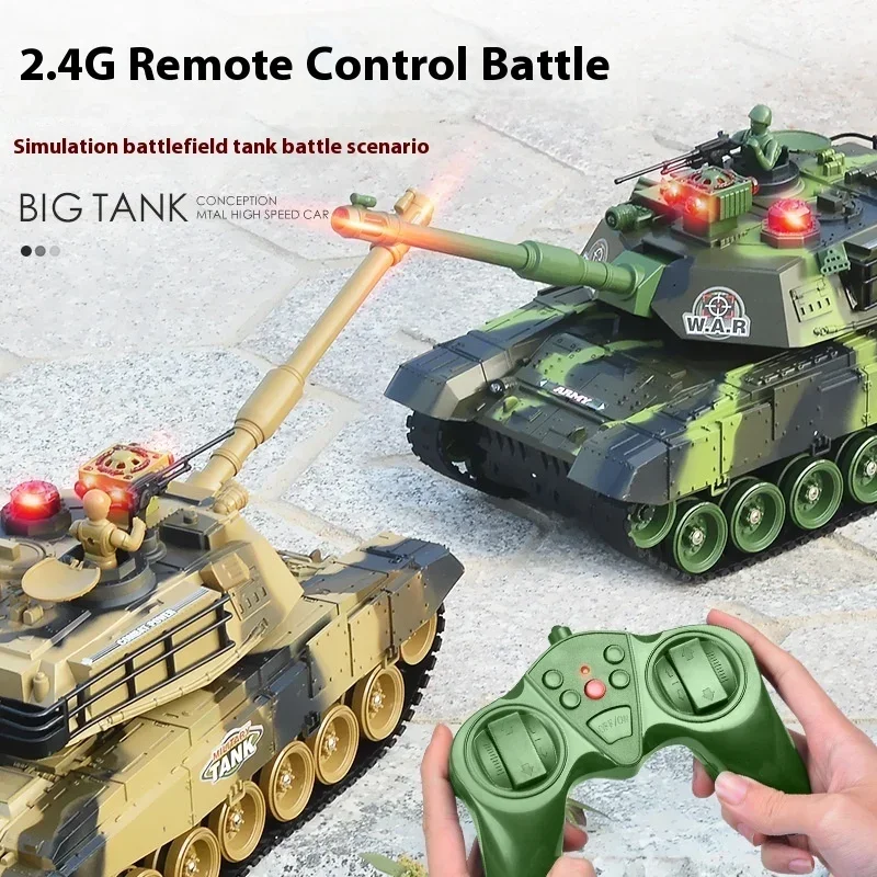 2.4g Three Sizes Optional Remote Control Tank Parent Child Multi Person Interactive Battle Tracked Charging Tank Boy Toy Model