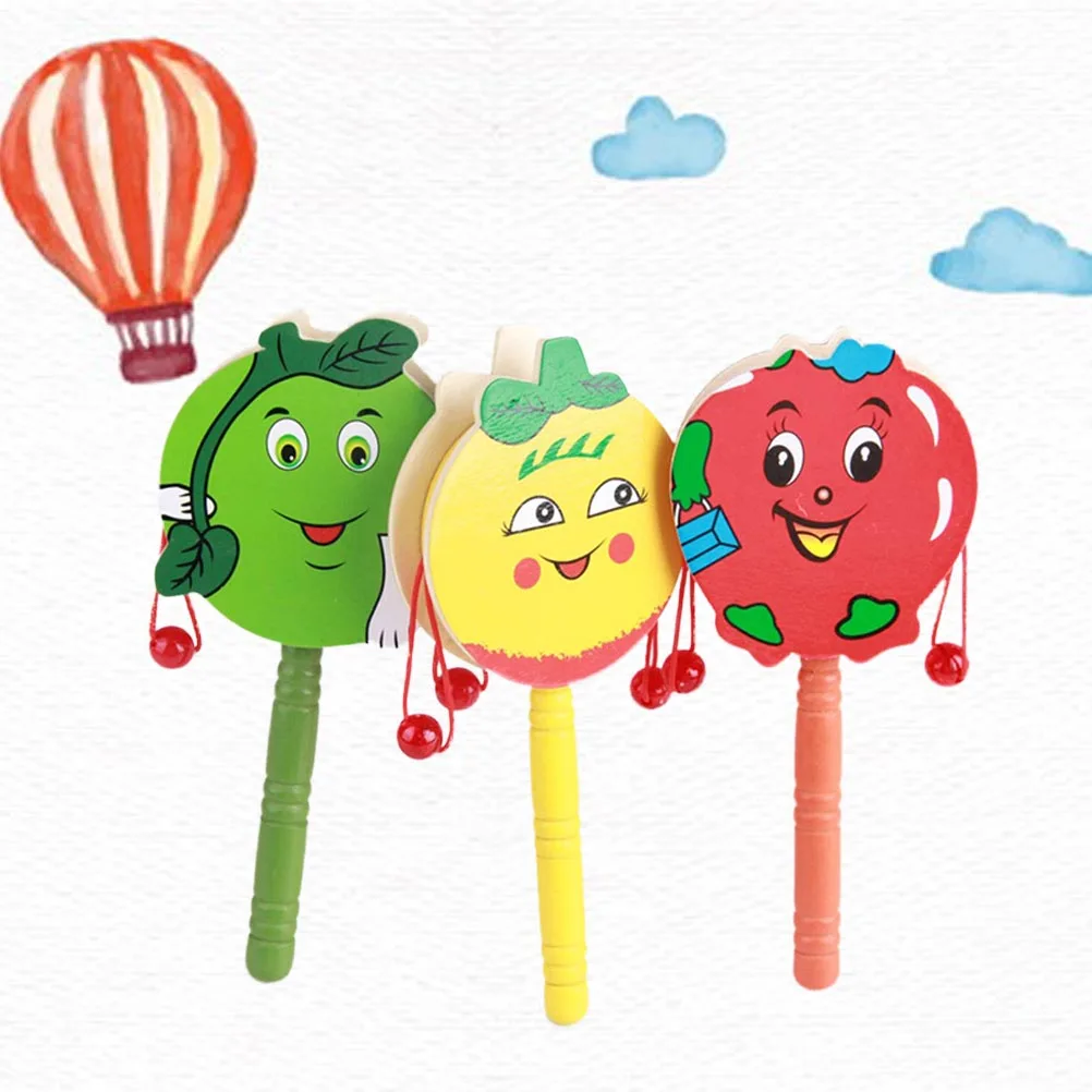 

3 Pcs Wooden Wave Drum Shaking Hand Baby Educational Toys Creative -Drum Music