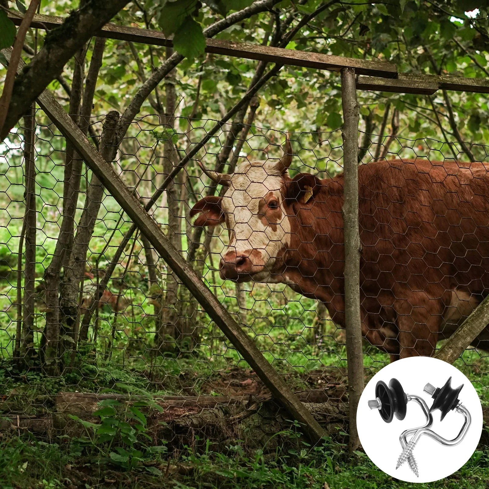 

2pcs Electric Fence Insulator Screw-In Corner Socket Tool Ring Post Insulators Galvanized Steel Outdoor Use Farm Animal