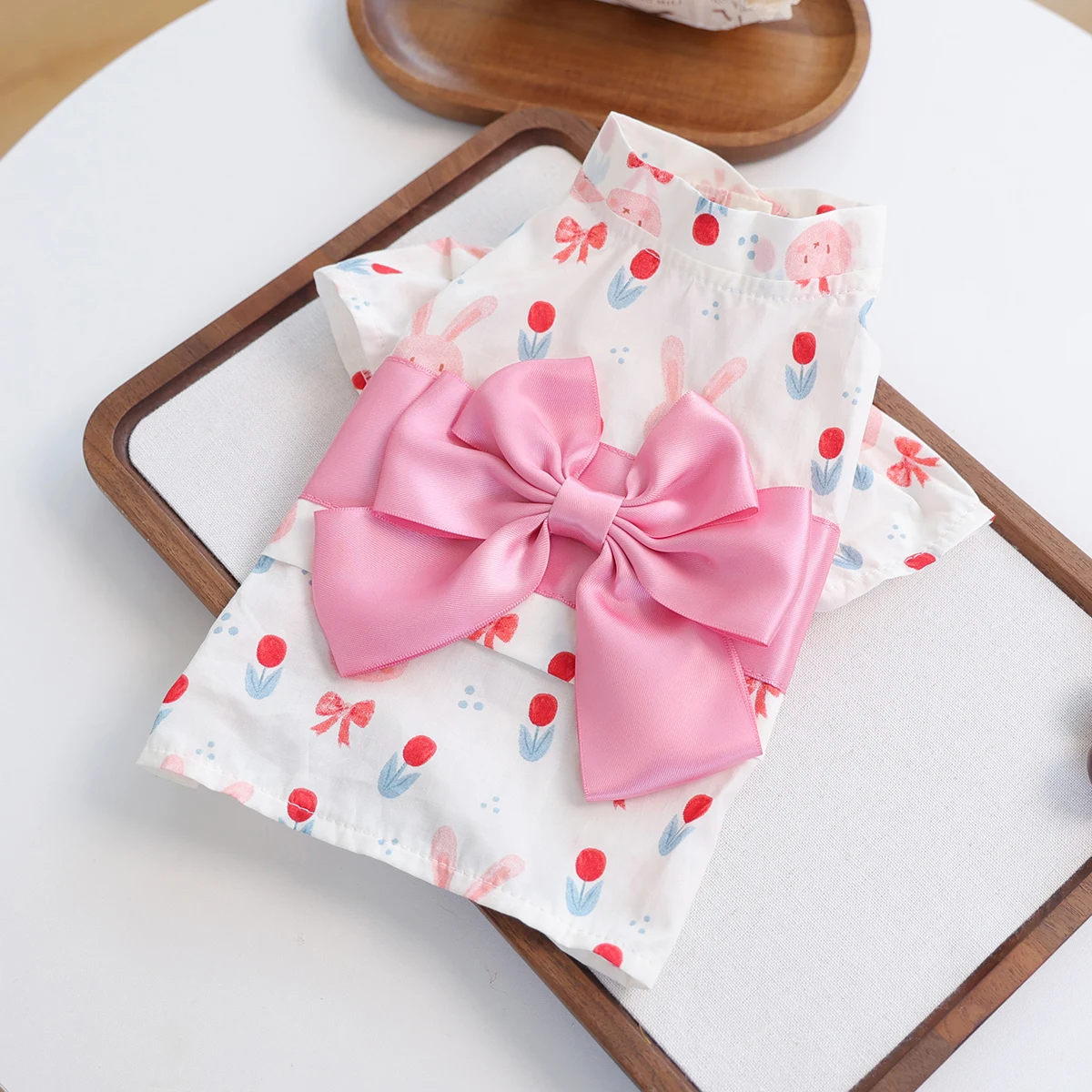 Haustierkleidung für Katzen und Hunde: Feuerwerk-Party-Bademantel – Rosa Schleifenkleid im japanischen Stil mit offenen Knöpfen, geeignet für kleine Haustiere