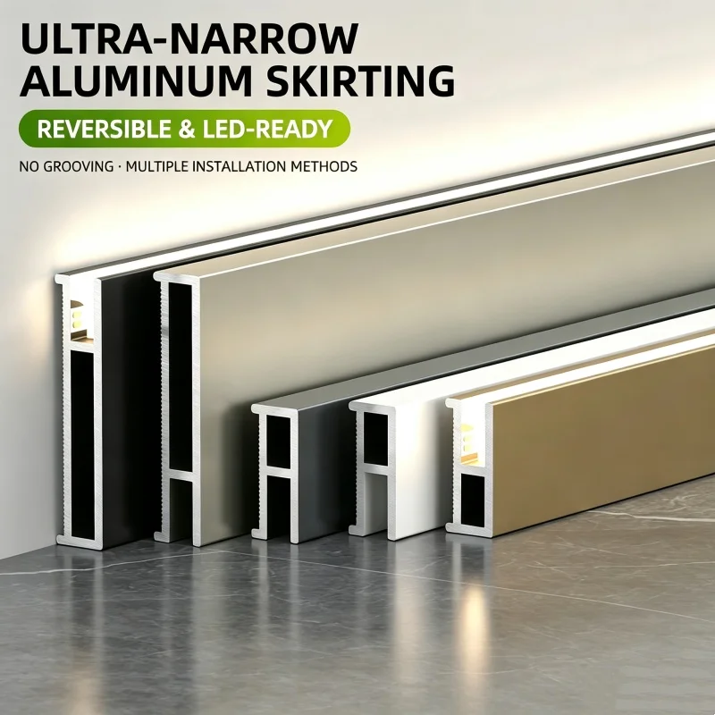 Minimalis Ultra-Narrow Led Skirting Line Aluminum Profile Invisible Seamless Baseboard Wall Corner Hallway Stair Bar Strip Light
