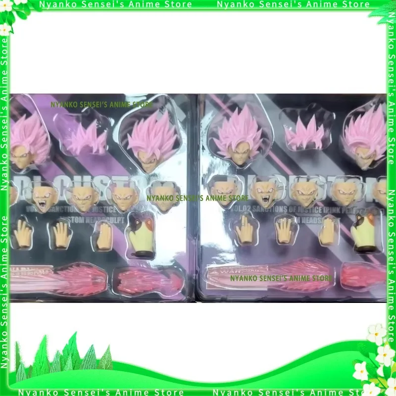 

In Stock Bandai DL CUSTOM Dragon Ball SHF Black Goku Peach pink pearlescent Head Sculpture Accessories Kit Models Anime Toys