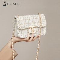 FOXER Fabric Spring&Summer Chain Shoulder Bag For Women,2025 New Fashion Elegant Girl's Crossbody Bags Purses,Gift For Wife,Mom