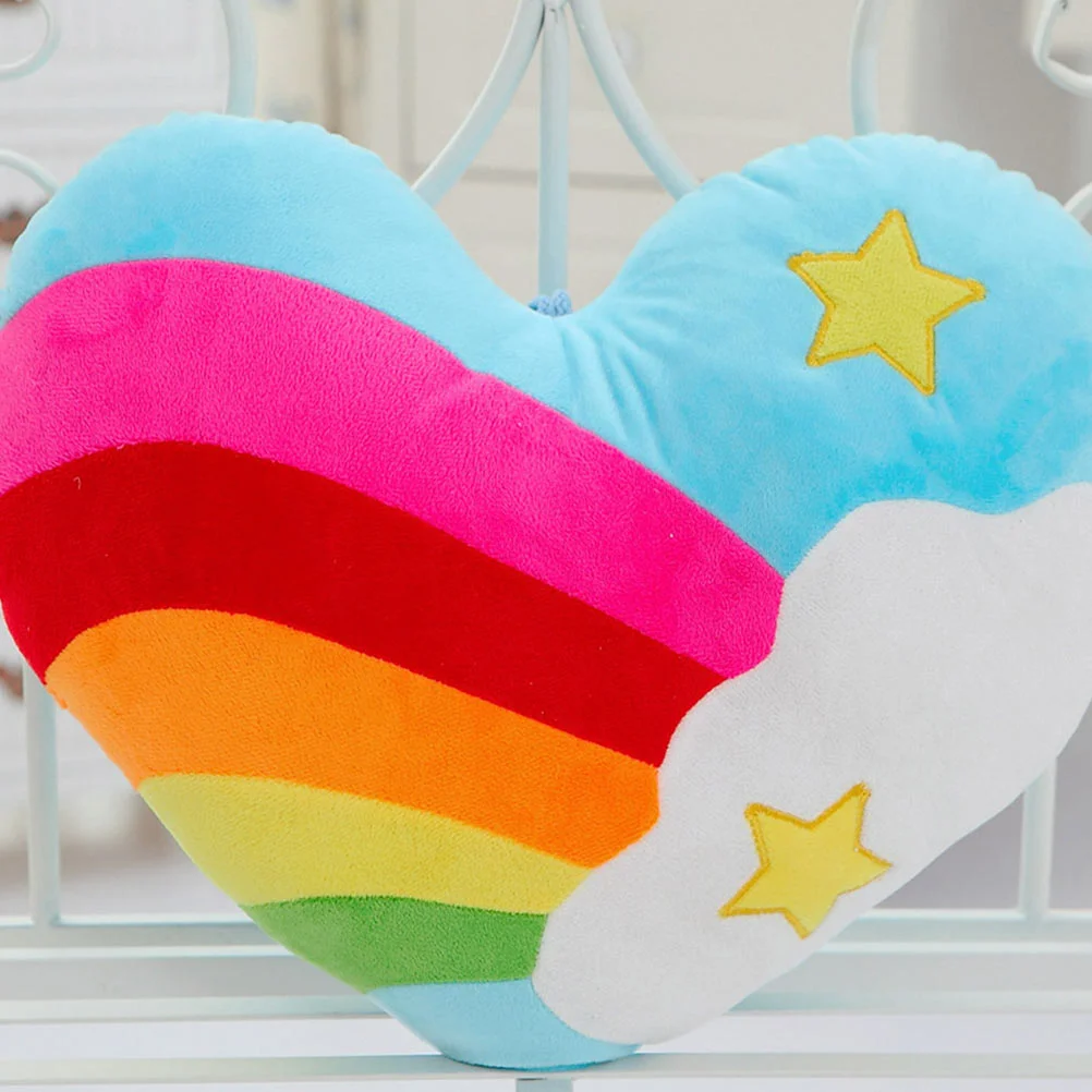 Soft Love Heart Pillow Rainbow Pink Throw Pillows Shape Cushion Pp Cotton Office