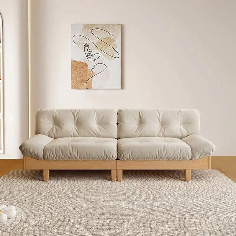 

Solid wood sofa log apartment cloud fabric sofa can sleep