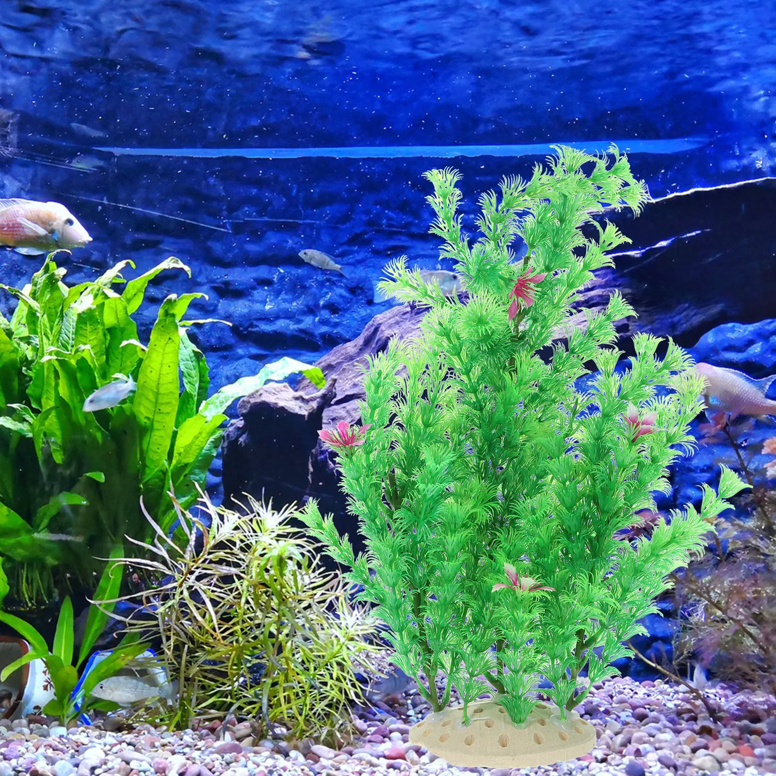 

1 шт. Искусственное водное растение, реалистичное, зеленое, из смолы, для декора аквариума, имитация натуральной водной травы, микрорастение