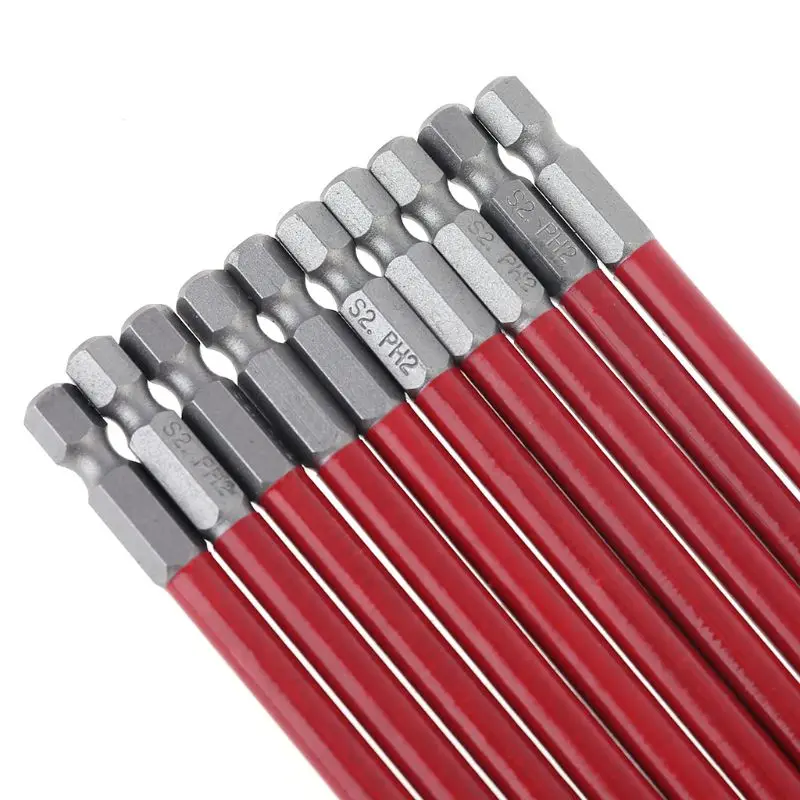 10Pcs PH2 150mm Power Drill Screwdriver Bit Set Long Reach Non Slip 1/4''  Screwdriver Insert Power Tool Driver Bits
