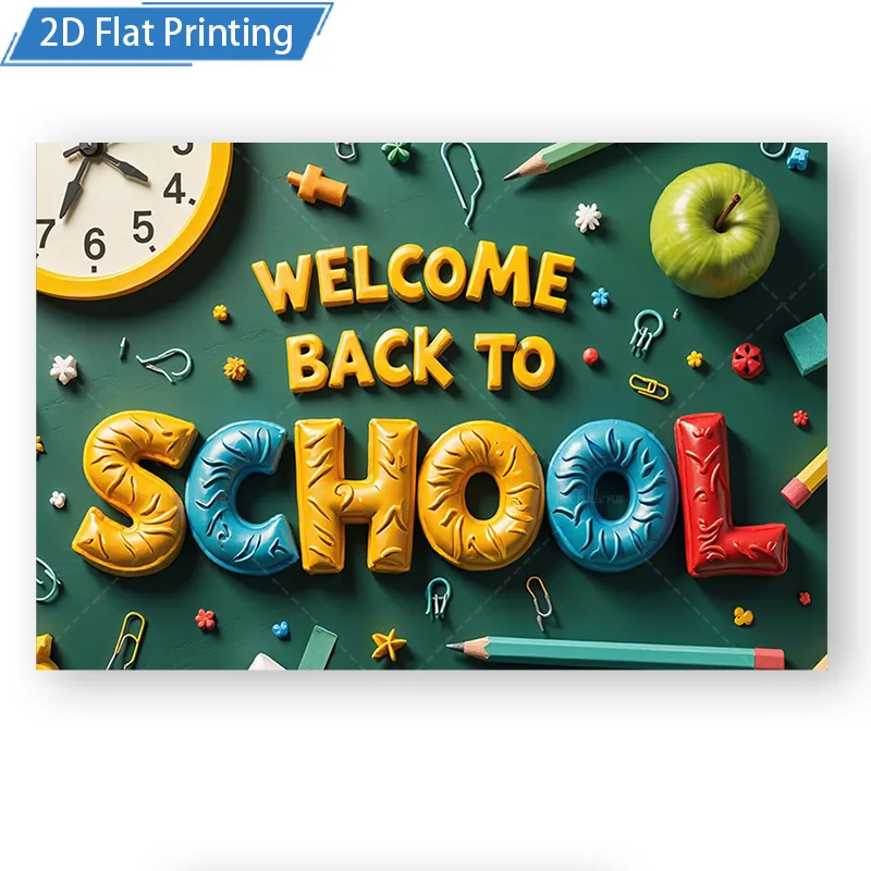 [2D FLAT] 1 قطعة 4x16 بوصة علامة معدنية مرحبا بكم في العودة إلى المدرسة 2D طباعة مسطحة معدنية جدار ديكور فني للفصول الدراسية والمنزل