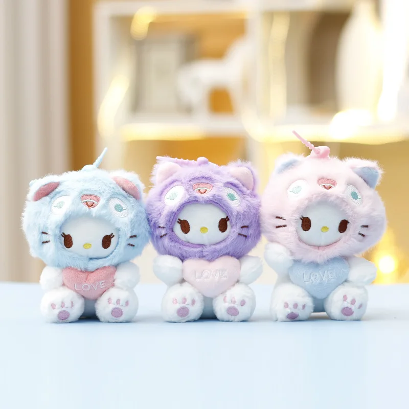 ハローキティのかわいい変形可能な子猫ぬいぐるみチャーム、猫のぬいぐるみ、バッグ飾り、キーホルダー、ギフト