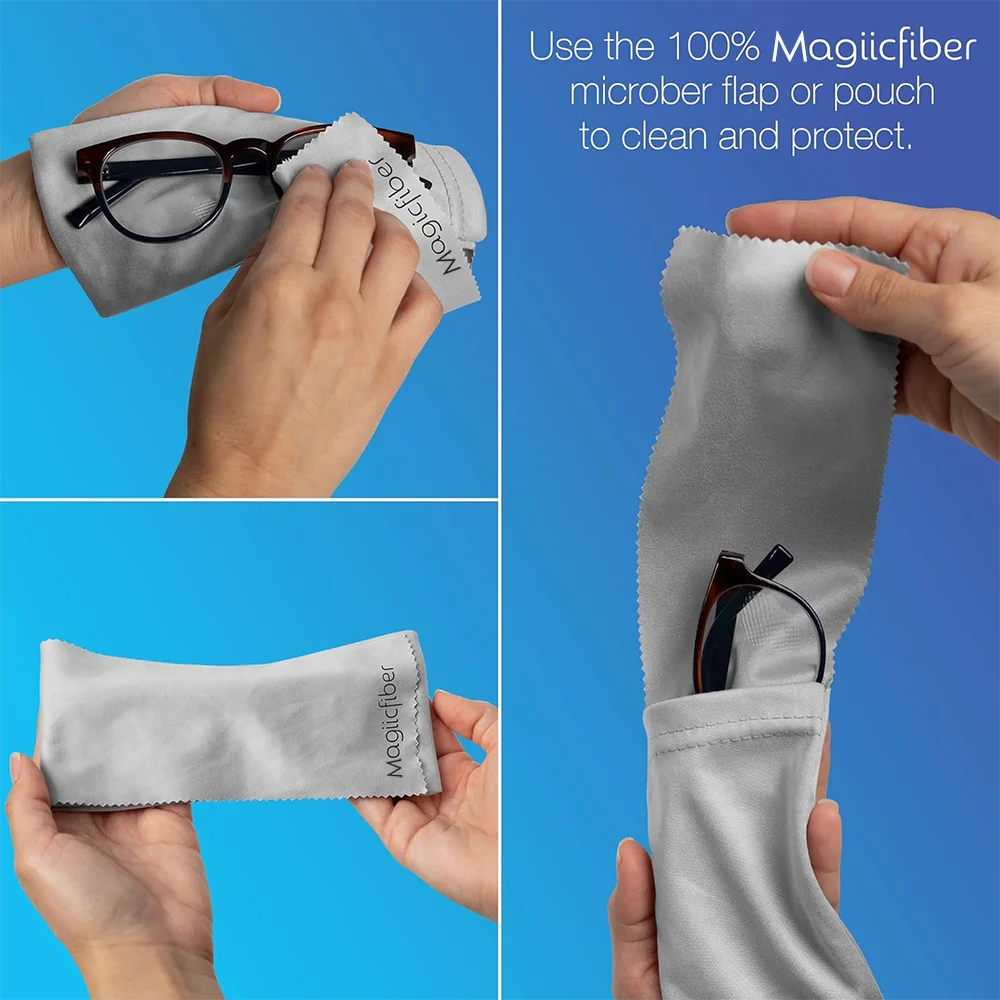 MagiicFiber Glasses Cleaning Cloth Bag (4 Pieces, Soft) Can Be Used for Glasses Cleaning, Soft Glasses Case, Sunglass Bag