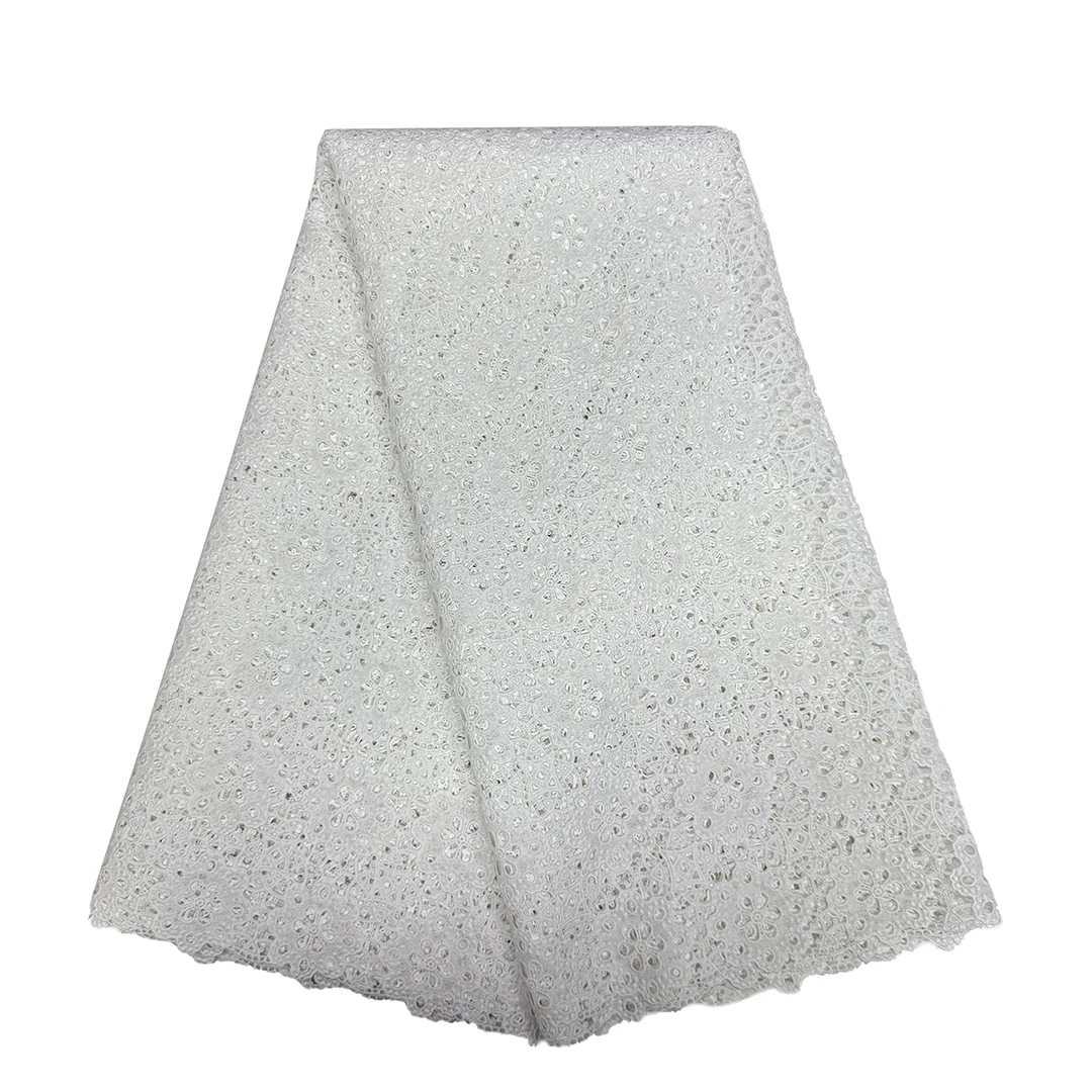 2025 여성용 아프리카 밀크 실크 코드 레이스 원단 5야드 튤 소재 파티 웨딩 드레스 고품질 메쉬 티슈 레이스