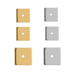 50pcs Stainless Steel Square Flat Spacer Beads Gold 6mm 8mm Loose Beads for Jewelry Making DIY Supplies Hole 1.2mm