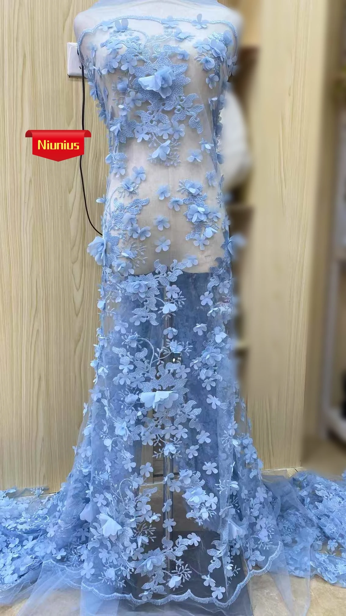 2025 Latest Elegant Best Quality Luxrious Soft 3D Applique Soft Embroidered Lace Fabric For Wedding Evening Dresses NN52198_R