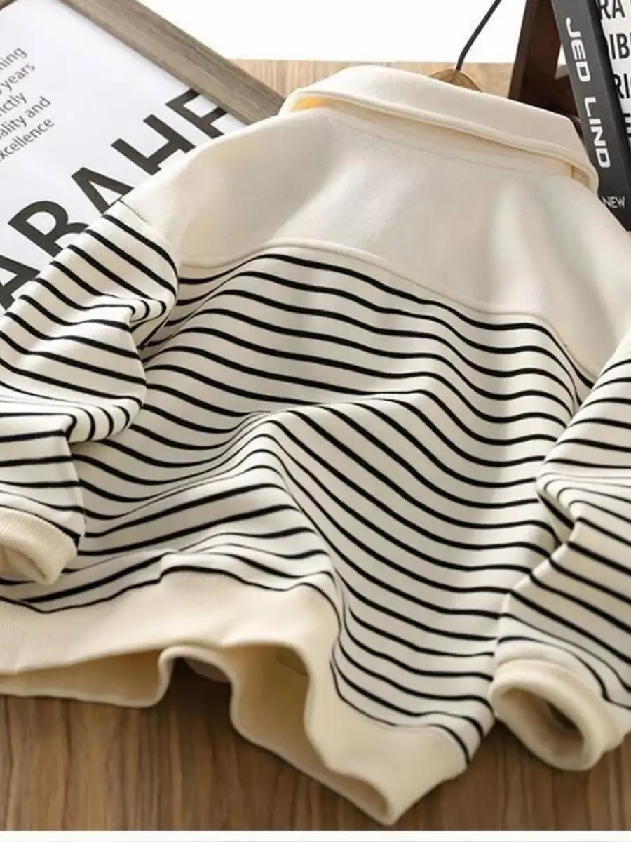 Sudadera Larga Holgada a la Moda para Niños, Primavera Otoño, Cuello a Cuadros, Estilo Patchwork, Ropa Moderna para Niños, Prenda Superior Versátil