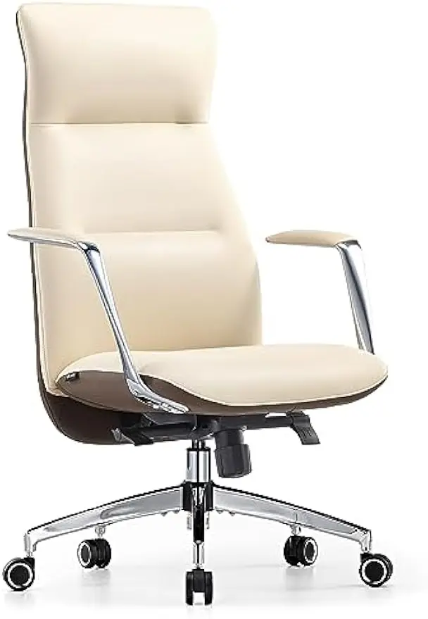 

Executive Office Chair, Leather Office Chair White High Back with Lumbar Support, Comfy Ergonomic Executive