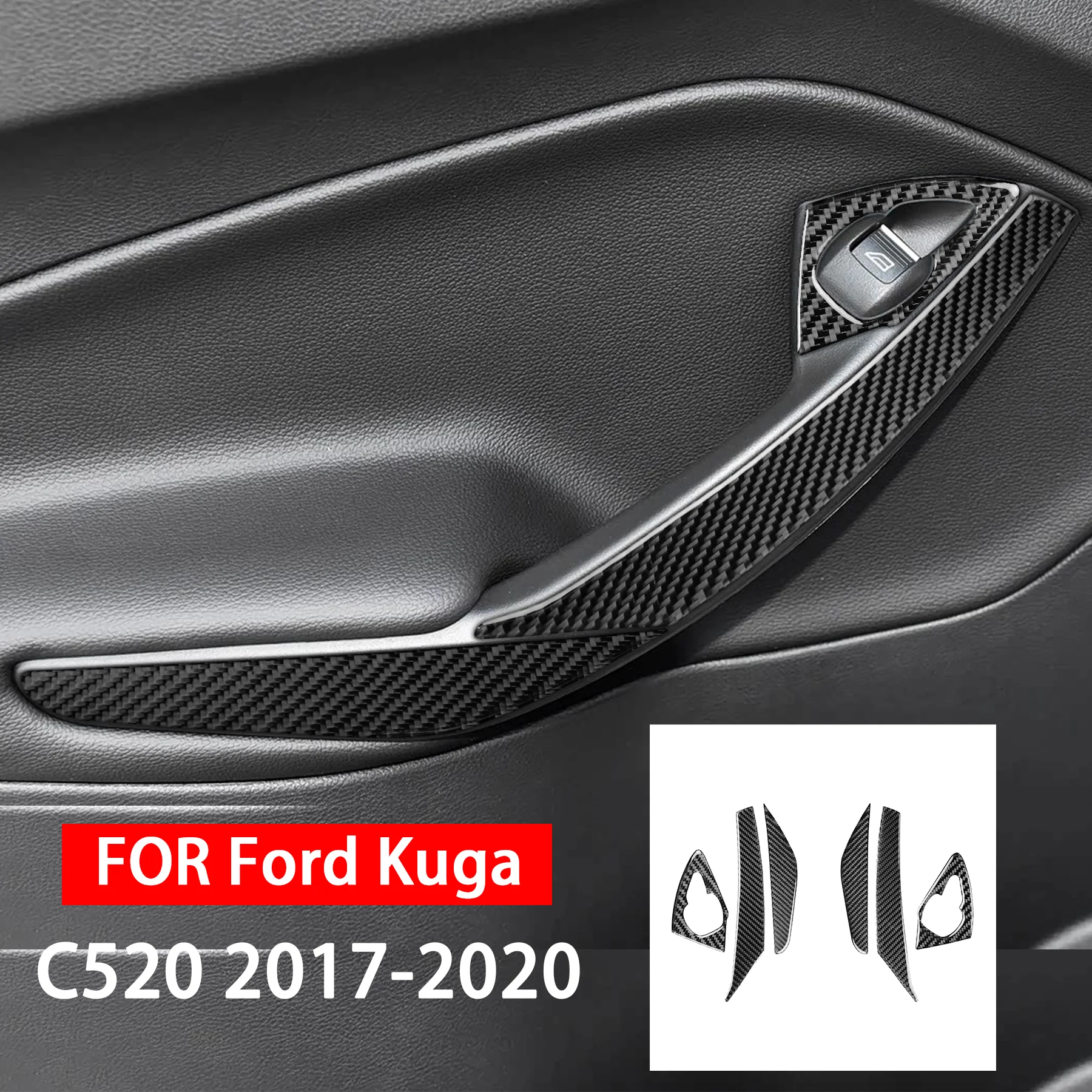 

For Ford Kuga C520 2017 2018 2019 2020 Carbon Fiber Rear Door Armrest Window Button Panel Car Interior Accessories Sticker
