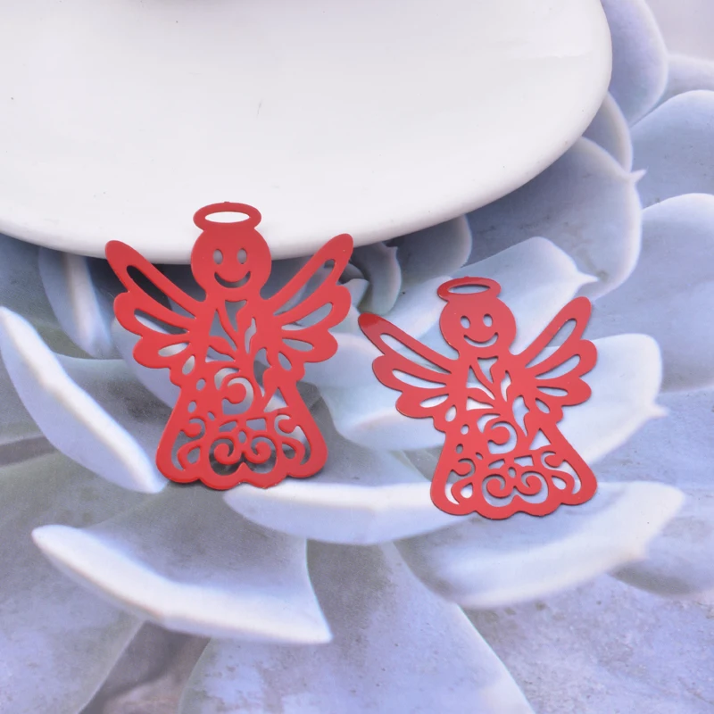 30 Stück/Set AB7410 38*33 Messing Anhänger mit lächelndem Gesicht und Engel-Motiv, bunte goldfarbene Schmuckmaterialien, geeignet für DIY-Ohrringe – Detail 5
