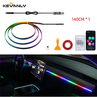 KEVANLY 140/55.1inch Car Ambient Lights 1in1 Universal LED Symphony RGB Atmosphere Lamp USB APP Remote for Tesla Model 3 Y S X