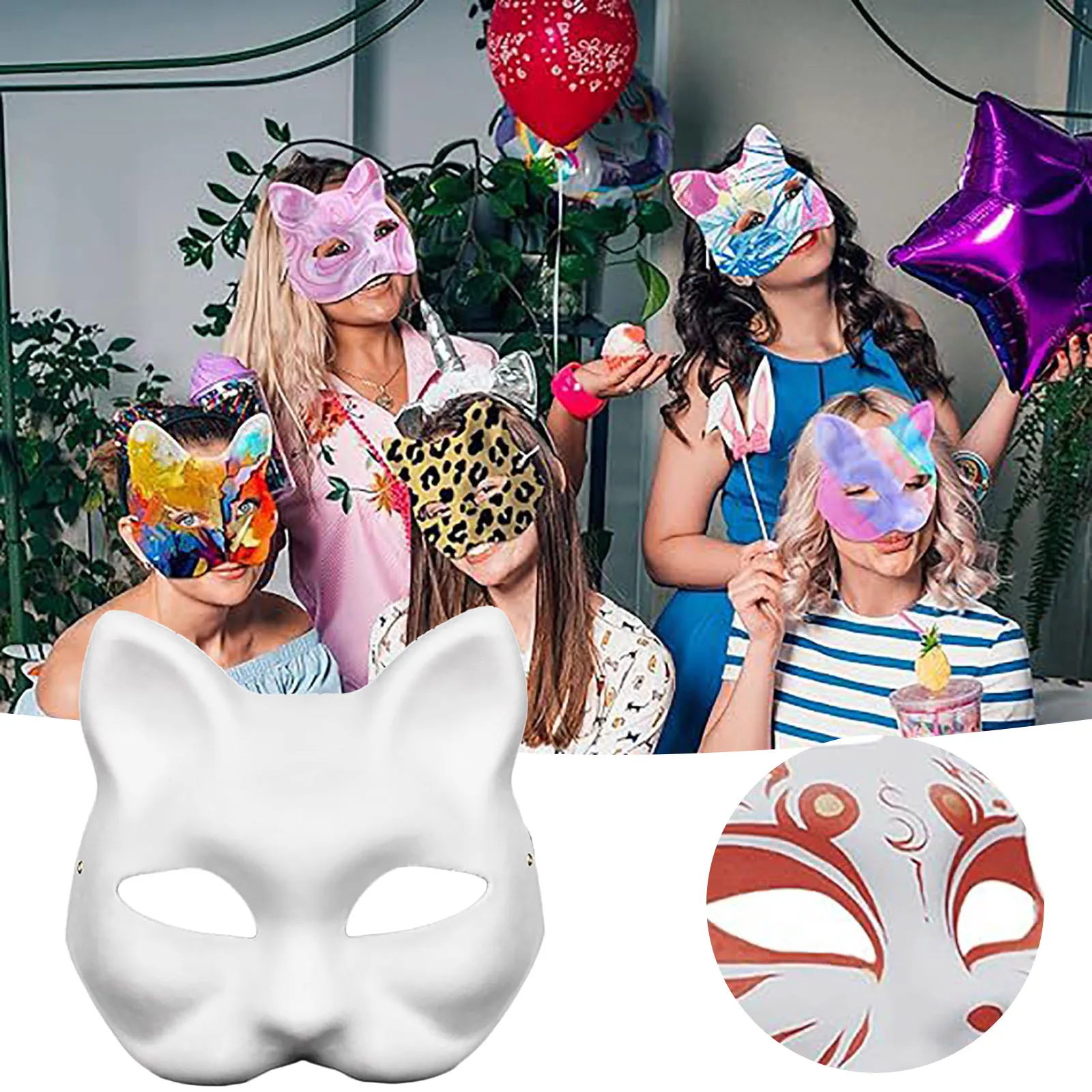 

Кошка Белая Бумага Тауки Кошка DIY Роспись Вечеринка Хэллоуин Рождество Пустой DIY Хэллоуин Вечеринка 9.