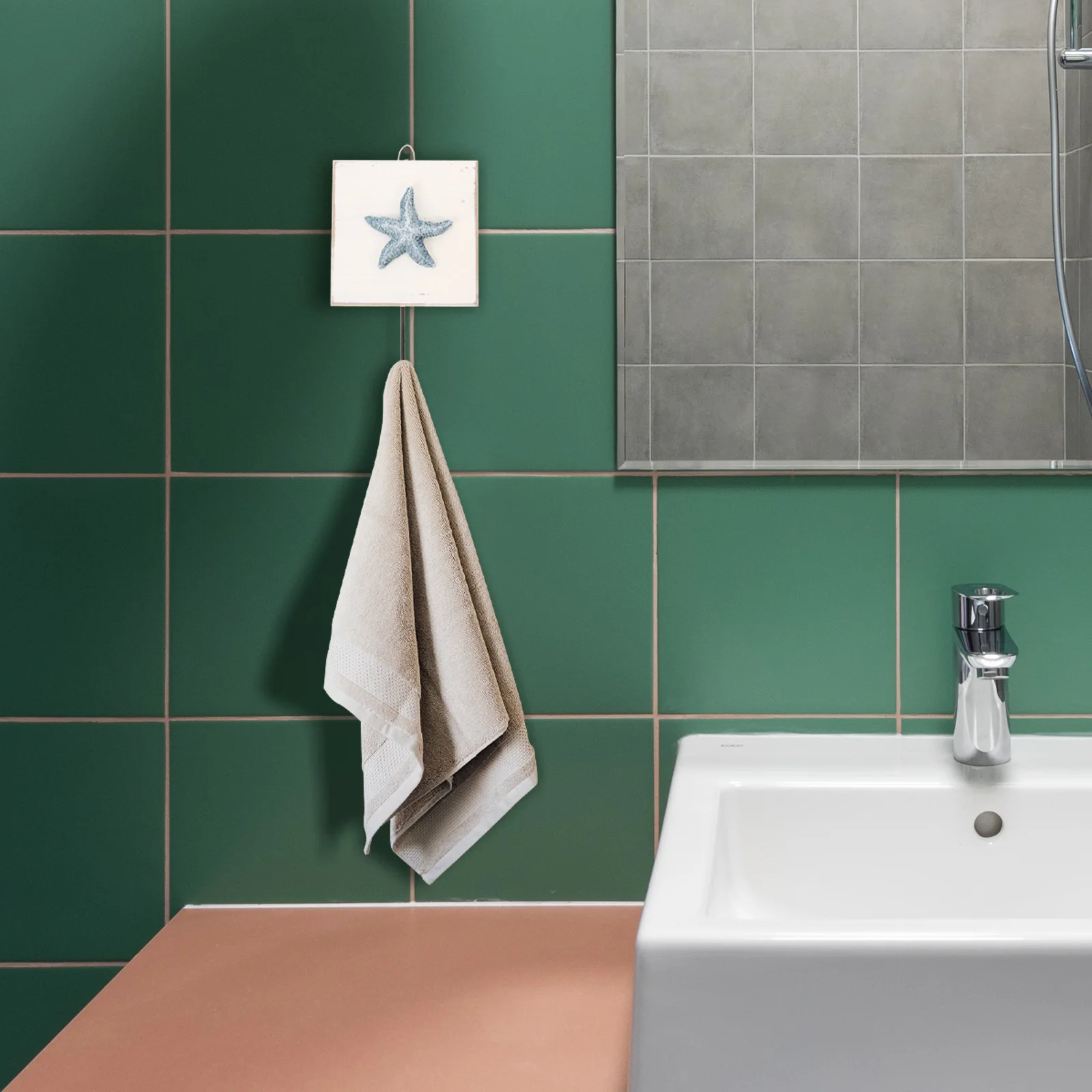 

Wooden Wall Mediterranean Vintage Sea Star Decorative Hook for Bathroom Wall Mounted Hook Towel Coat Hat Storage 1PC