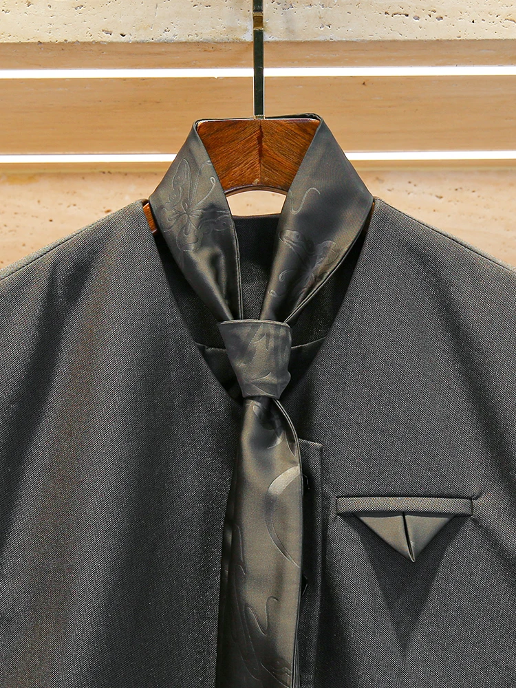 

Высококачественный женский жилет с принтом и галстуком-топ V-Ne Small Fraance Sle из полиэстера и волокна для поездок на работу, длина на одной пуговице