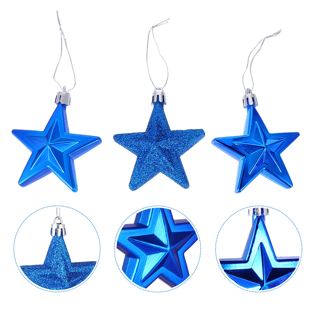 

18 Pcs Christmas Tree Decorations 7cm Three-dimensional Five-pointed Ornaments Vintage Hanging Pendant