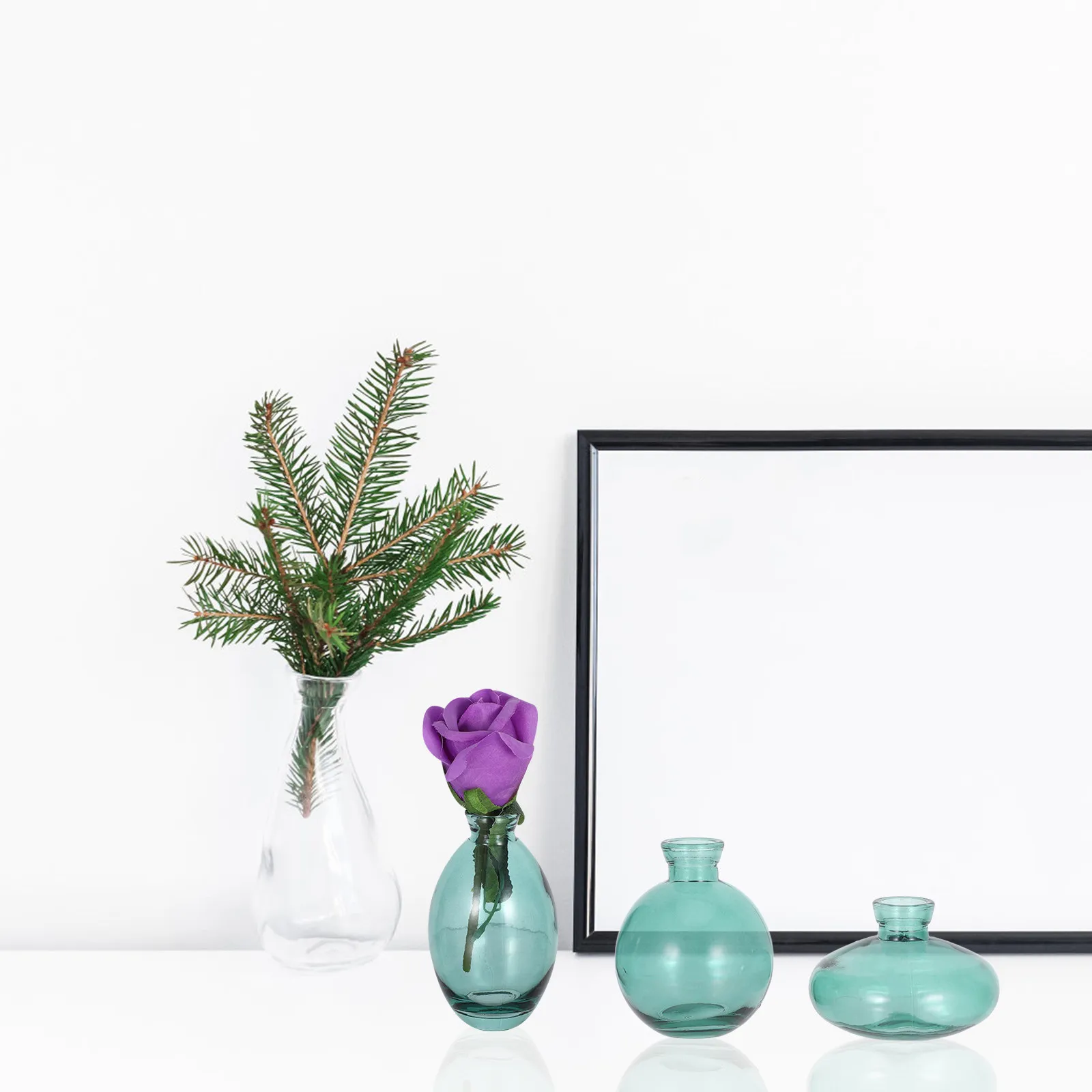 Three Mini Glass Va…