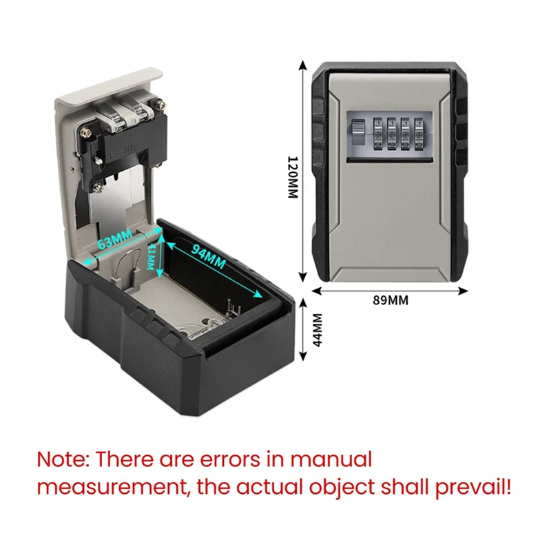 A13E-4 Digit Combination Key Box Wall Mounted Password Key Box Organizer Aluminum Alloy Key Storage Security Lock Outdoor