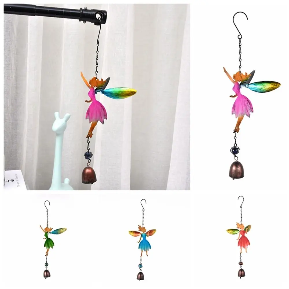 Photography Props Retro Fairy Angel Wind Chimes Realistic Hanging Fairy Wind Bell Iron Handmade Metal Windchimes Garden