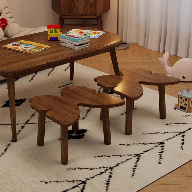 Solid Wood Butterfly Stool for Kids Handmade Low Shoe Changing Bench Strong Household Living Room Coffee Table Creative Side