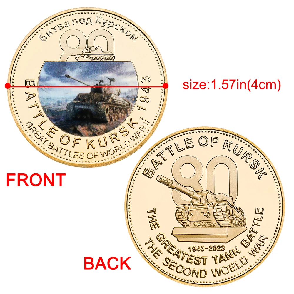 5pcs Battle of Kursk 1943 WWII Commemorative Coins Set 80th Anniversary Gold Plated Military Collectible
