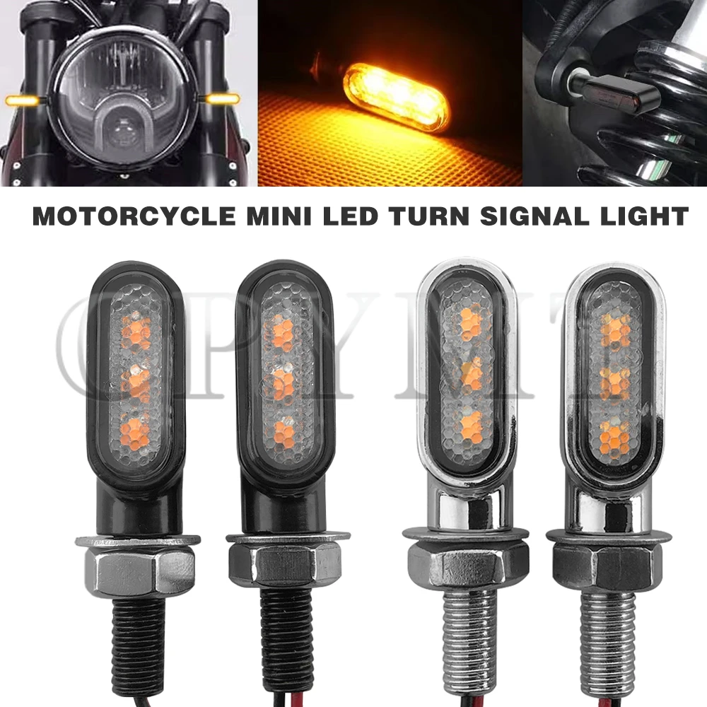 

Motorcycle 8mm Mini Turn Signal Light Lamp Indicators Amber 3Leds 12V Fit For Honda Yamaha Kawasaki Cafe Racer Universal