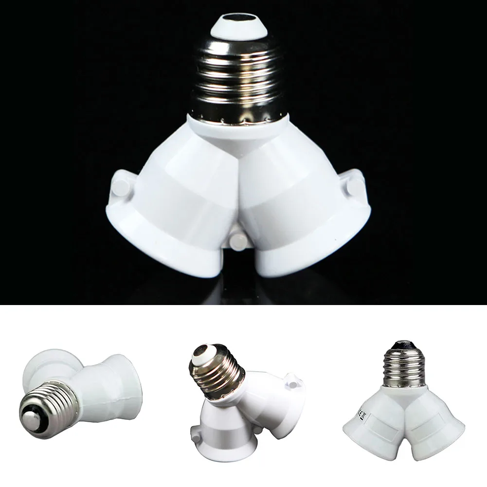 E27 to 2x E27 Lamp Socket Splitter Adapter with Bulb Base Stand Compatible with Standard Lamp Sockets for Lighting Expansion
