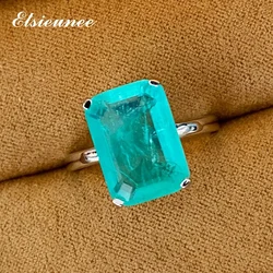 ELSIEUNEE Vintage 100% 925 Sterling Silver Paraiba Tourmaline Gemstone Anniversary Finger Rings for Women Men Fine Jewelry Gift