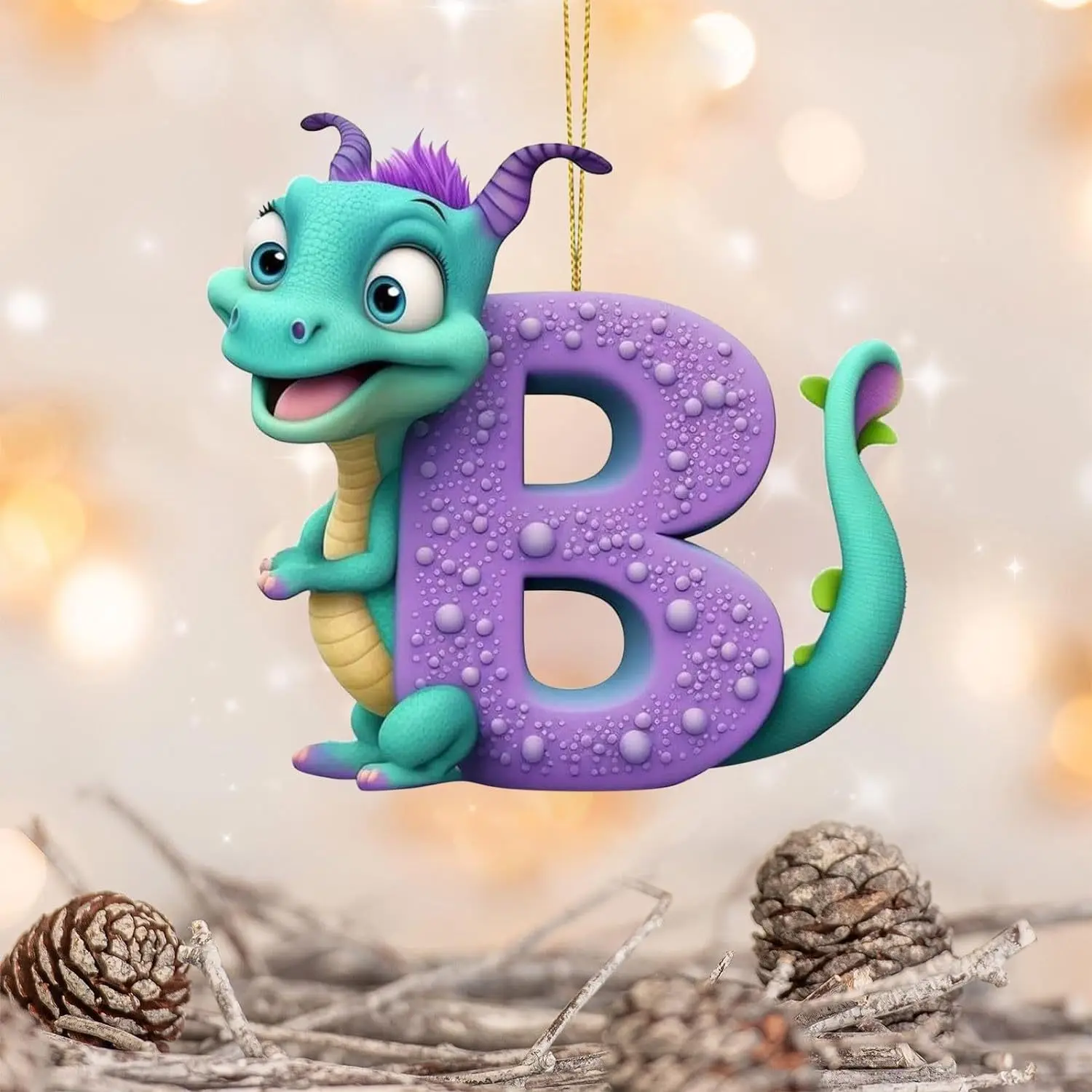 Christmas Letter Cartoon Little Flying Dragon Pendant Tree Car Acrylic Keychain Party Window Hanging Decoration Home Xmas Gifts