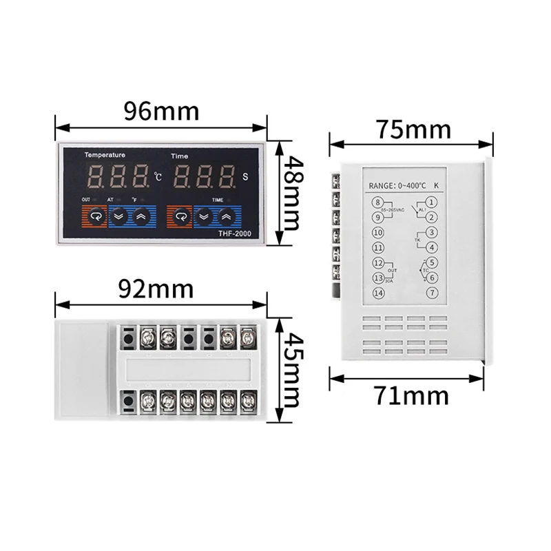 Tempo e temperatura termostato integrazione strumento di controllo relè SSR THF-2000 AC85-AC265V K-type PID Controller