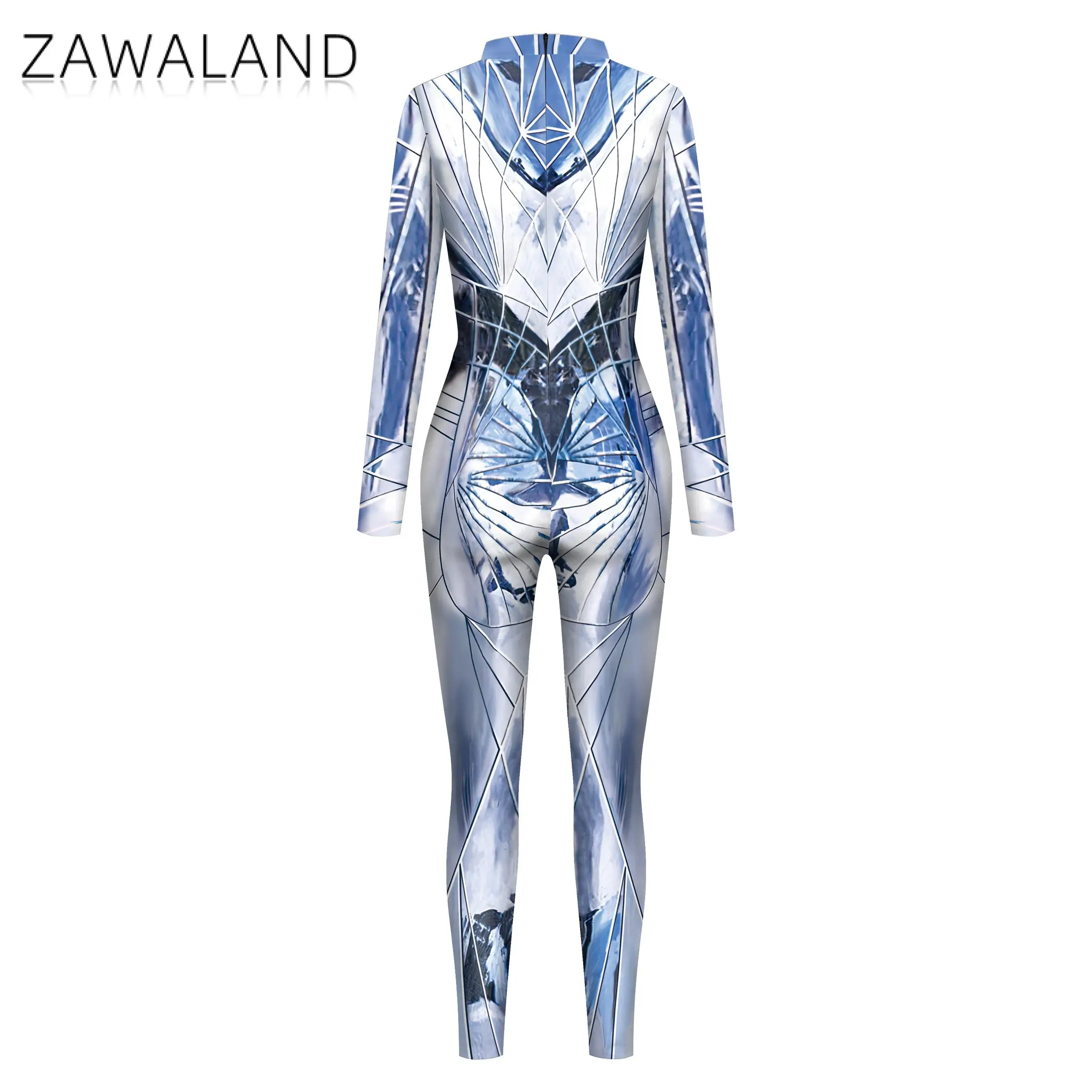 Zawaland Halloween Carnaval Futuro Tecnologia Cosplay Traje, Robô Steampunk Zentai Bodysuit, Terno Extravagante Macacões