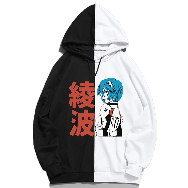 Japanese Anime Rei Ayanami Evangelion Hoodie Funny Long Sleeve Sweatshirt Manga Unisex Pullover Hooded Streetwear Hoodies