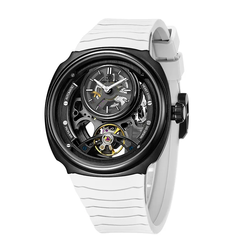 DG8127 Men's Watch Fashion Moon Phase Mechanical Watch For Men Waterproof Roman Scale Hollow Flywheel Automatic Hand Clock