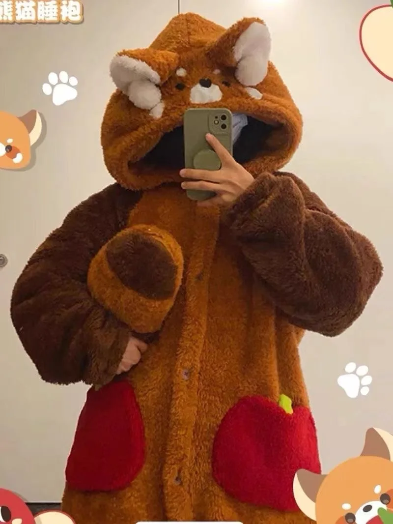 Erwachsene Waschbär Cosplay Kostüm Roben Kigurumi Einhorn Onesie Anime Nachthemd Halloween Cartoon Bär Pyjamas Winter – Detail 6