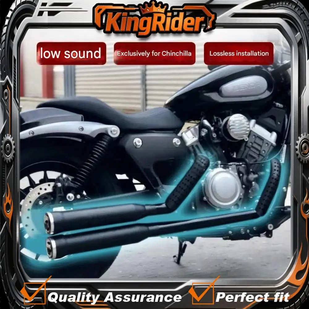 BENDA CHINCHILLA 300 modified with dual Cobra exhaust pipes for a deep, resonant bass and horseshoe sound; muffler is removable.