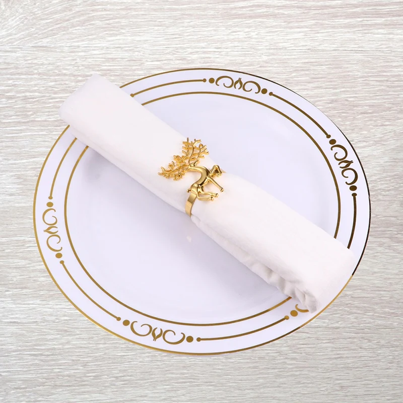 New Christmas Decorations Napkin Ring Durable Delicate Deer Napkin Ring Holder For Restaurant Christmas Party Dinner